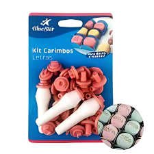 Kit Carimbos Letras/Alfabeto - 35 Peças - Cor Rosa (Blue Star)
