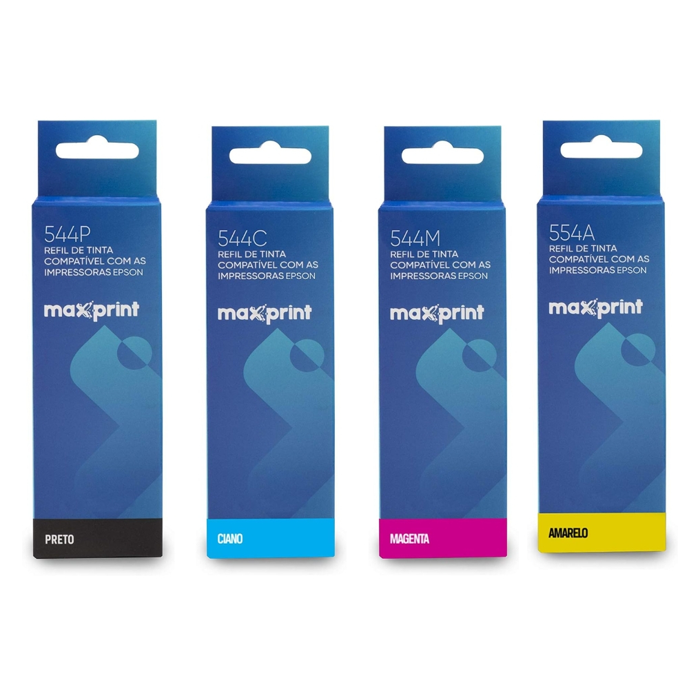 Kit Com 4 Refil De Tinta Maxprint Compatível Com Impressoras Epson ...