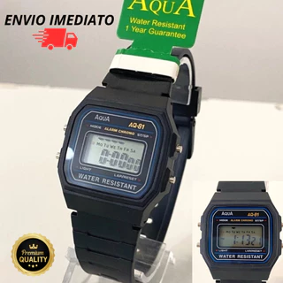 Relógio Masculino Digital Esportivo de borracha quadrada AQua Unissex Modelo AQ - 81 Retrô Militar Vintage