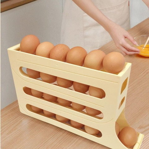 1/2 Peça Porta Ovos Deslizante Organizador Para Geladeira De 4 Camadas Automática Rolantes — foto 1 — Achou Levou Brasil