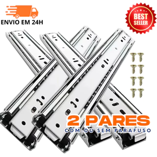 Kit 2 Pares 4 Unidades de Corrediça Telescópica 30Cm ( 300MM ) Resistente Aço Galvanizado