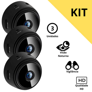 Kit 3  Mini Câmeras - A9 Qualidade HD Vigilância 1080P Com Visão Noturna Wifi e Aplicativo em Oferta na Shopee