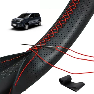 Capa Volante Carro Couro Universal Costurada acessórios para carro Premium com Furinhos