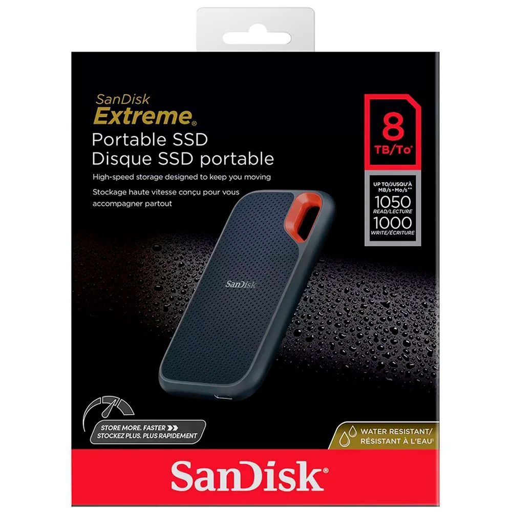 SSD portátil SanDisk Extreme de 8 TB - até 1050 MB/s, USB-C, USB