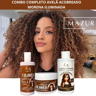 Combo Tonalizante Avelã Acobreado Morena Iluminada Tons Caramelos Marrom Intenso