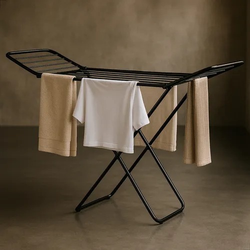 Varal De Chão Reforçado Com Abas Dobrável Retrátil Slim - Branco