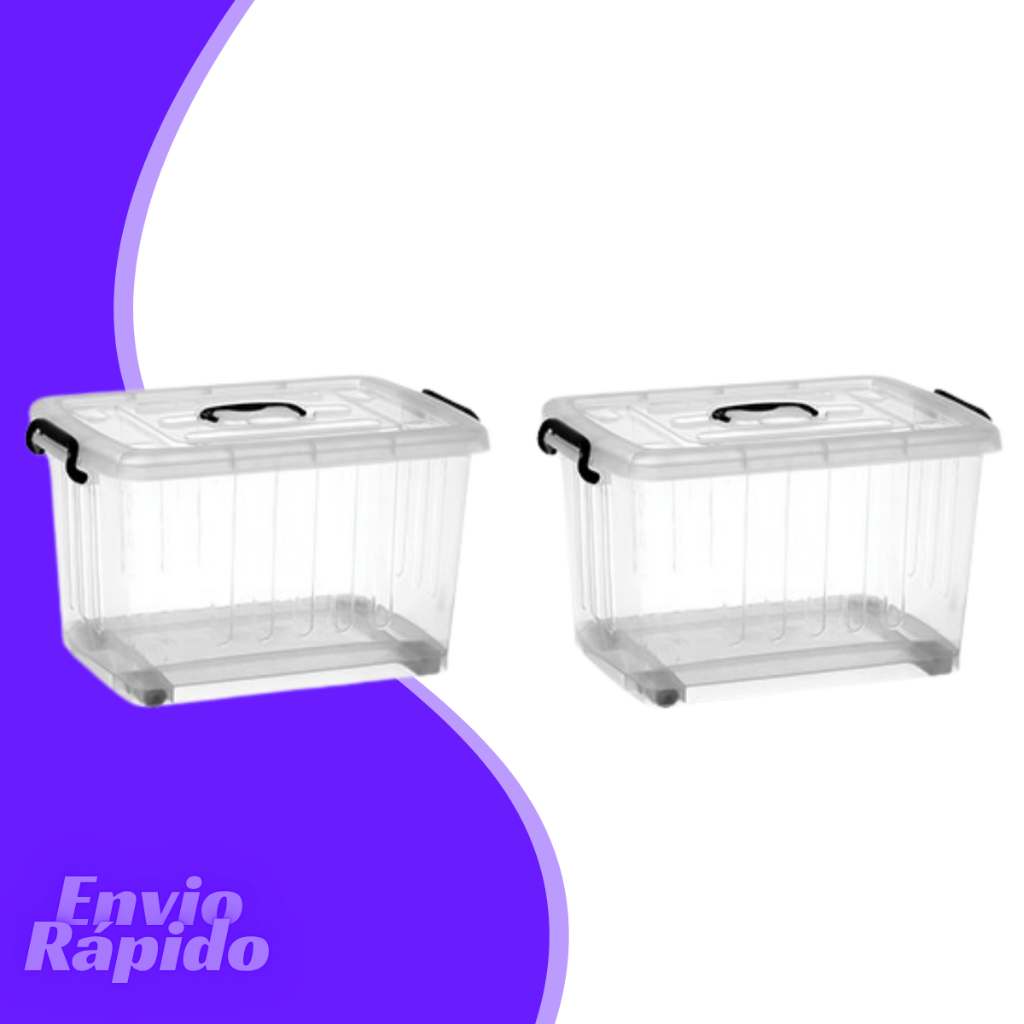 Caixa Container Transparente Com Rodinhas 54,5 Litros Cesto Multiuso ...