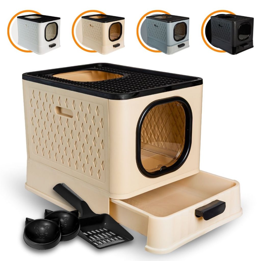 Caixa de Areia Fechada Para Gatos Sandbox Grande Com Gaveta Pazinha ...
