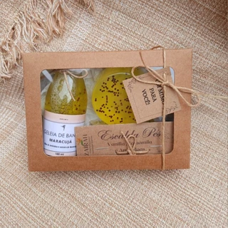 Kit Presente Banho | Geleia de Banho+Escalda+ Sabonete Artesanal de Melancia ou Maracujá Aromaterapia Cuidados com Pele