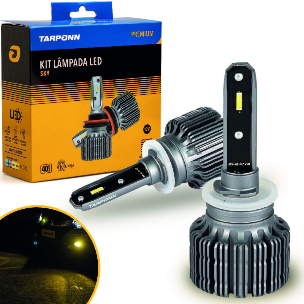 Kit Lâmpada Led Sky H27 40w 8200lm 3000k Amarela 12v Tarponn | Shopee ...