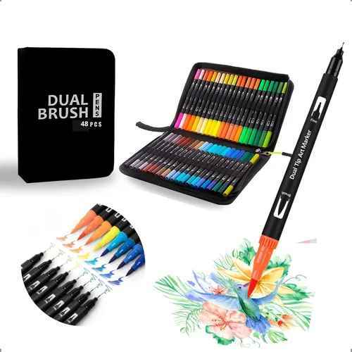 48/60/80/100/120 CORES Ponta Dupla De Pincel Dual Colorido Fina