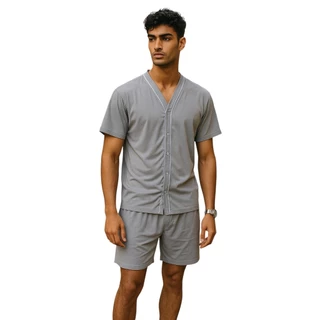 Pijama Masculino com Botões Aberto Cirurgico Meia Manga de Malha Qualidade em Oferta na Shopee