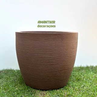 Vaso de Planta Decorativo Reciclável em Polietileno Moderno Redondo Texturizado - Ref. 75