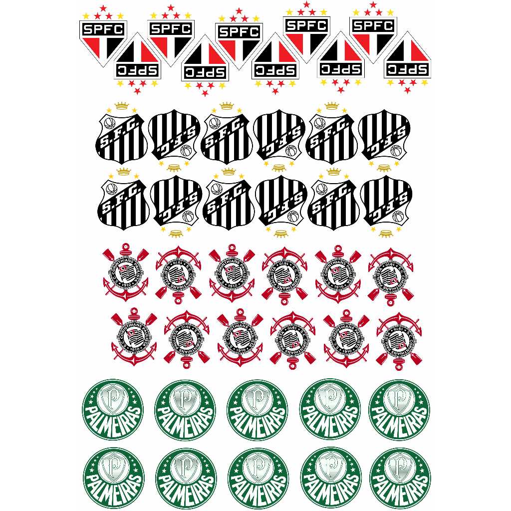 Adesivos DTF UV A3 (28cm x 40cm) Tema futebol SOMENTE Times Paulistas ...