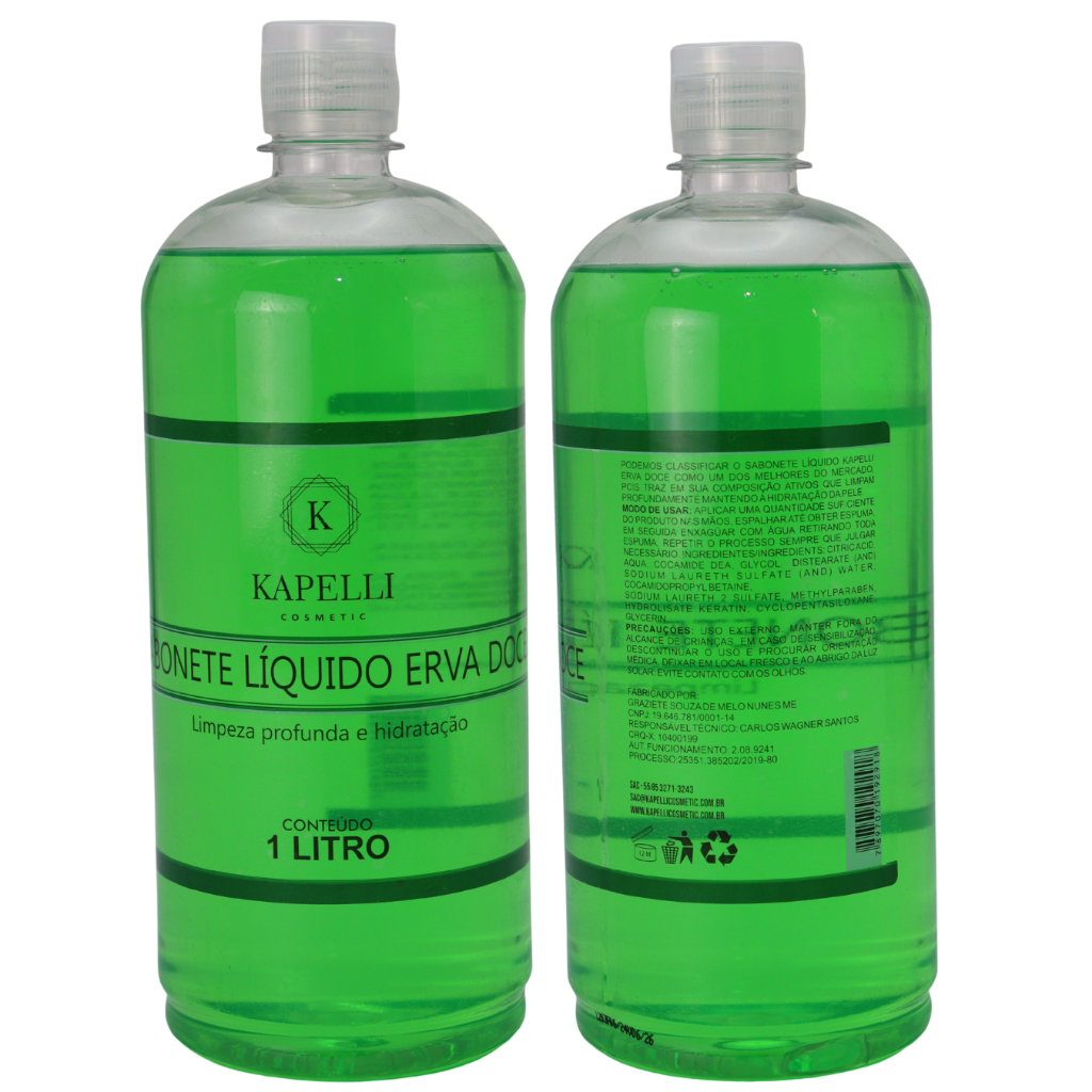 Sabonete Líquido Erva Doce 1 Litro Kapelli - 2 unidades | Shopee Brasil