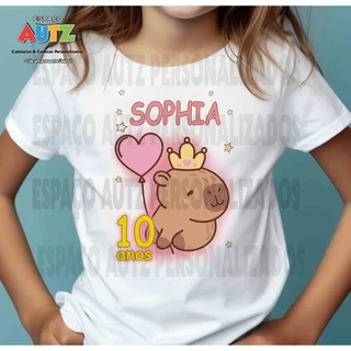 Camiseta Capivara Aniversário com nome e idade