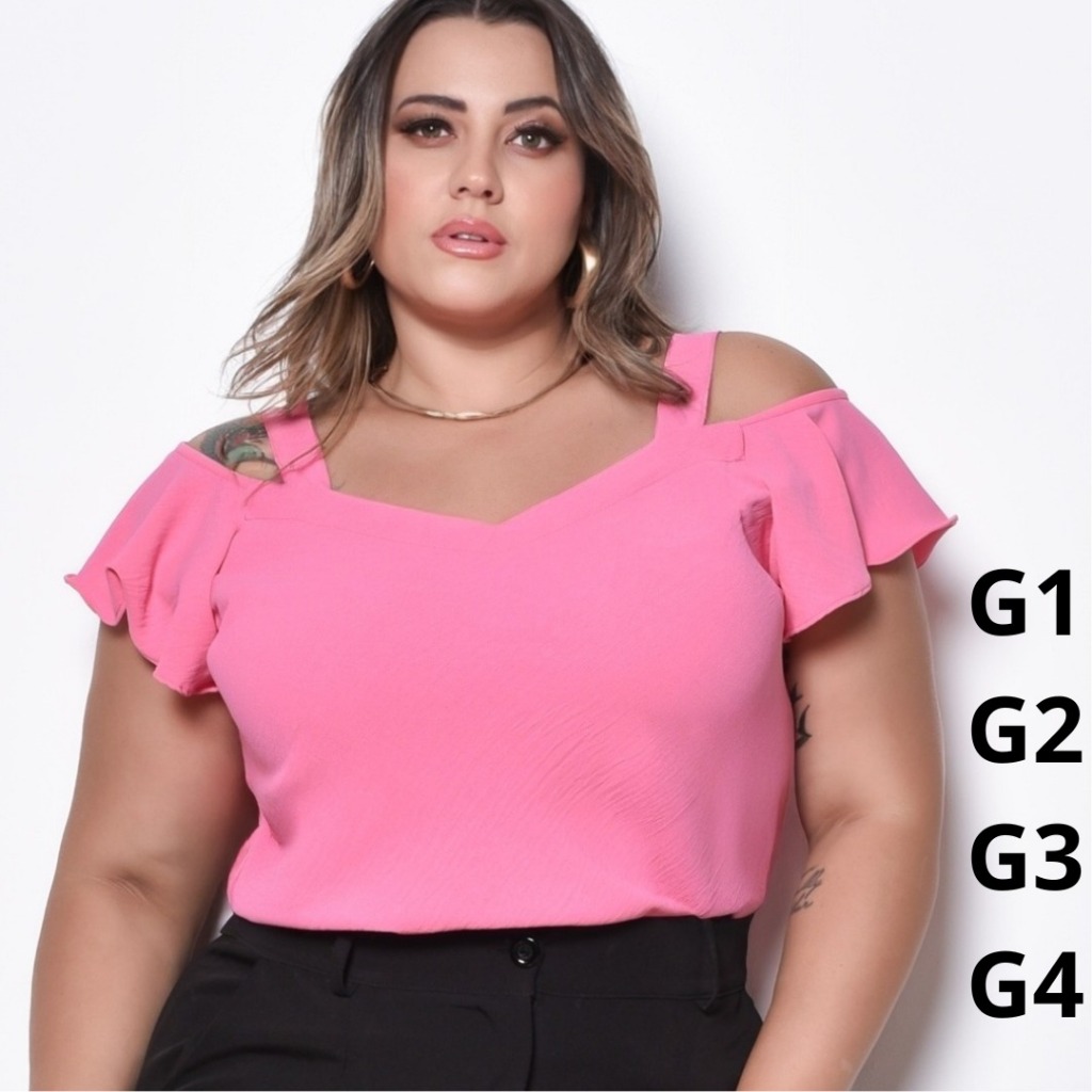 BLUSA FEMININA ESTILOSA PLUS SIZE ALÇA GROSSA TEÇIDO DUNA