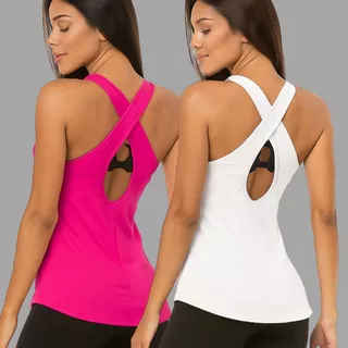 Kit 2Regata Feminina Dry Fit Trançada } Academia Veste Legging Blusas Tapa Bumbum Tule Camiseta Top T-shirts Fit
