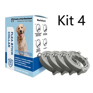 Kit Coleira para Cães/Gatos Contra Pulgas, Carrapatos e Leishmaniose, Proteção Ajustável de Silicone