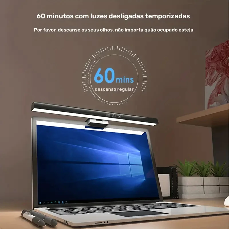 Luminária Tela Notebook Monitor Mesa Barra Luz Regulável Cúpula Preto Estrutura Preto 127/220v — foto 4 de 4
