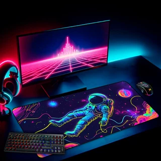 Mouse Pad Gamer Grande Antiderrapante 65x30 70x35 80x35 90x40 90x50 120x60 Cm Borda Costurada