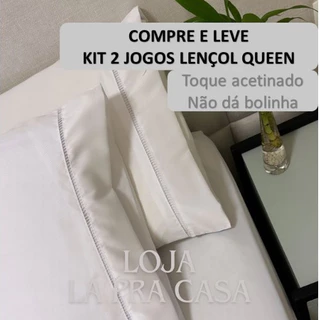Kit 02 Jogos de Lençol Queen Jogo de Cama Queen 3 Peças 400 fios Micropercal Ponto Palito em Oferta na Shopee