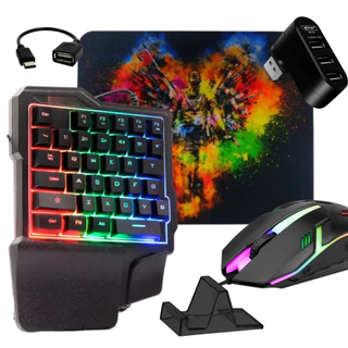 Kit Gamer Mobilador 1 Mão Tipo C V8 Free Fire Cod Teclado e Mouse P/ Celular em Oferta na Shopee