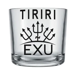 Copo de Whisky Exu Tiriri Vidro Adesivado - Umbanda Quimbanda e Candomblé