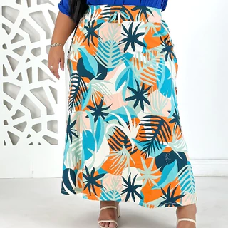 Saia Longa Plus Size – Modelo Solto, Estampa Moderna