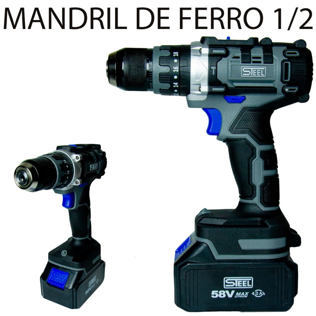 Kit 4em1 Completo Martelete+Lixadeira+Furadeira+Chave Impacto 58V