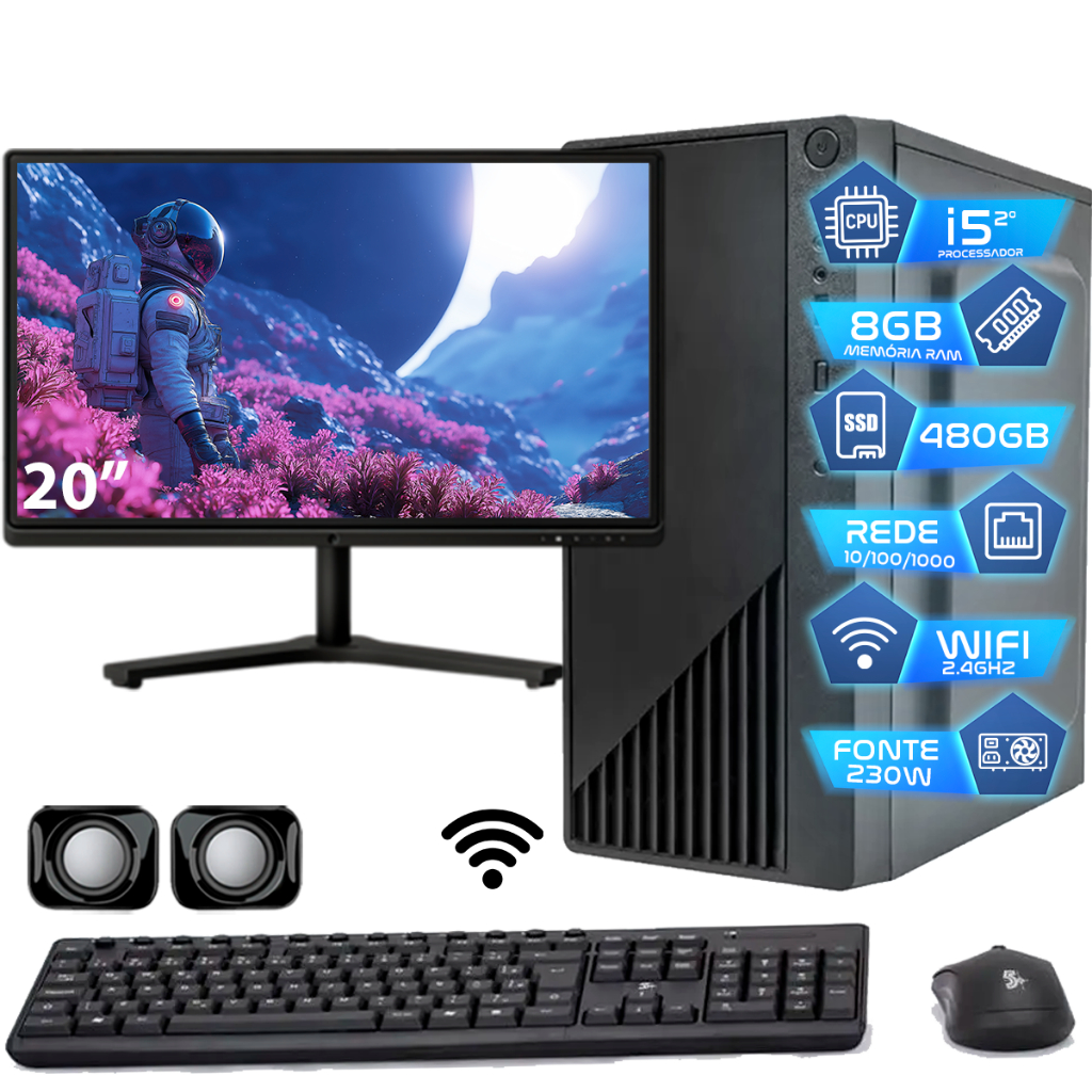 Foto de Pc Computador I5 Intel Core Ssd 480gb Memoria 8gb Monitor 20'' - Completo