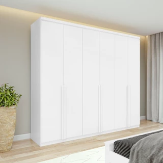 Guarda Roupa Casal 100% MDF 6 Portas 4 Gavetas Alonzo Branco