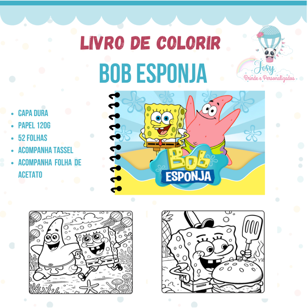 LIVRO DE COLORIR BOB ESPONJA (PAPEL 120G) | Shopee Brasil