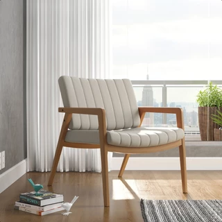 Kit 2 Poltronas Premium Uxuá Pés Em Madeira Luxo Linho Areia Sala Estar Recepção Várias Cores - MLDM em Oferta na Shopee