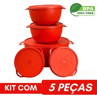 Kit 5 Potes Plastico Redondos Bowl Livre Bpa