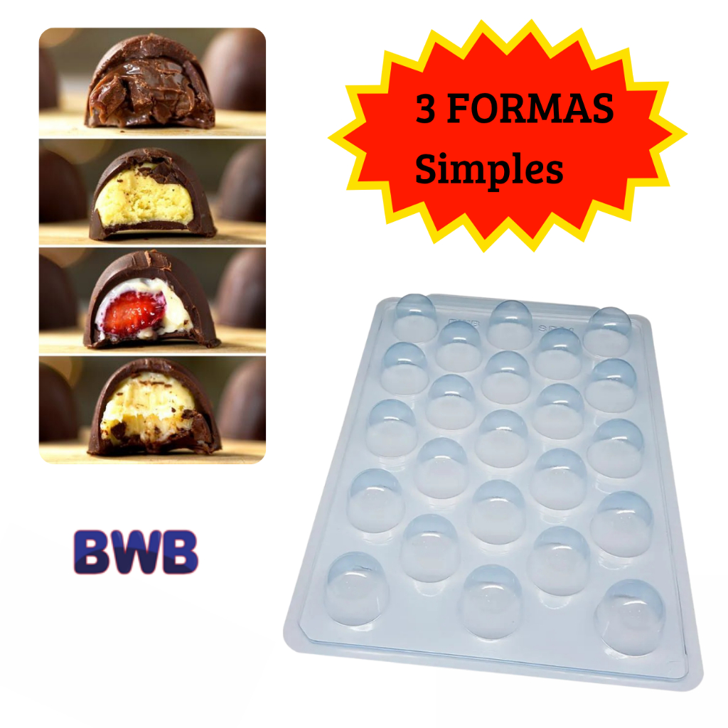 Kit com 3 Formas Simples Trufa Média SP 91 Semiprofissional | Forma ...