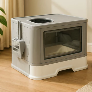 Banheiro Fechado de Gato Caixa de Areia Premium Com Pá e Coçadinha Design Moderno Adulto Filhote