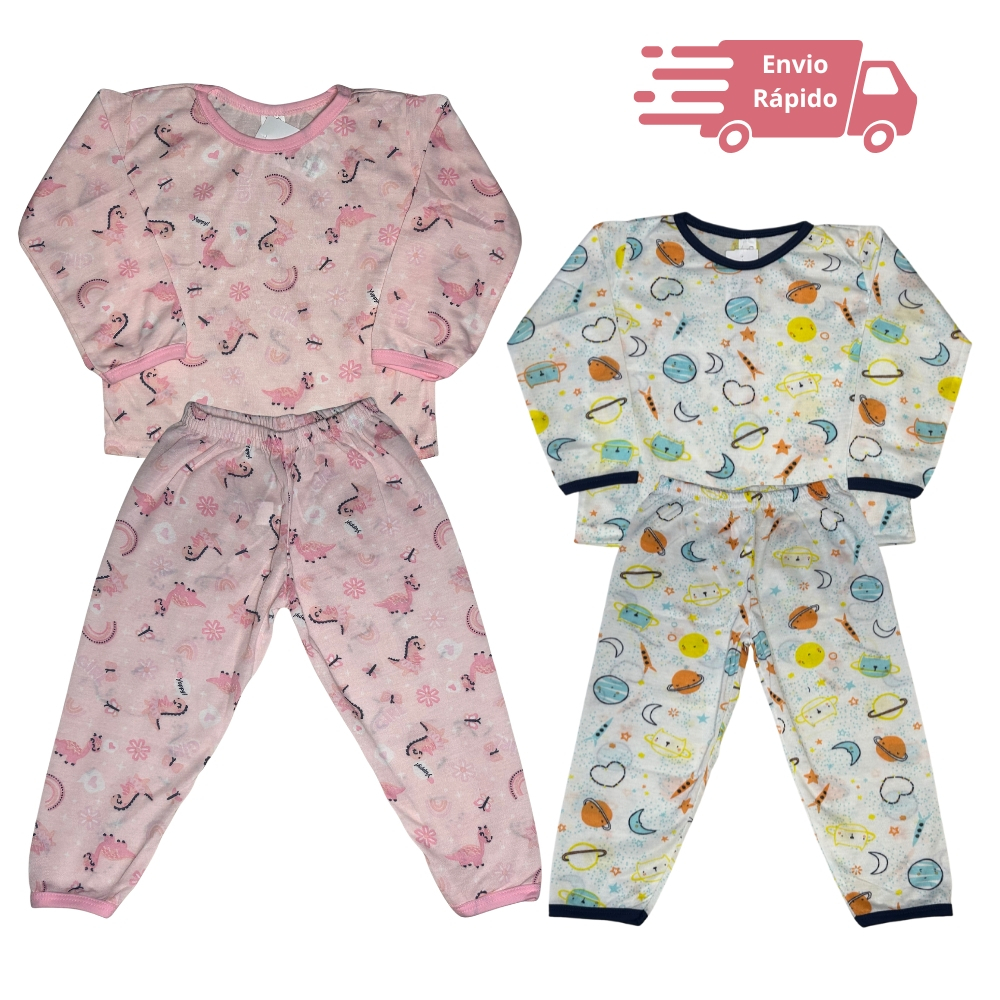 Pijama Infantil Menino Menina Longo Conjunto Blusa e Calça Tamanho 6 Meses á 10 Anos em Oferta na Shopee