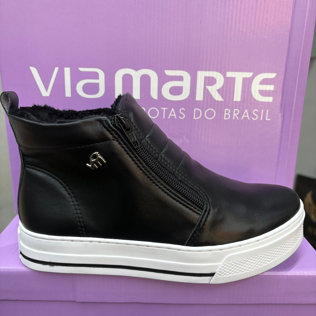 Bota pelo VIA MARTE tênis pelinho ORIGINAL nova coleção PELINHO PRETO ...
