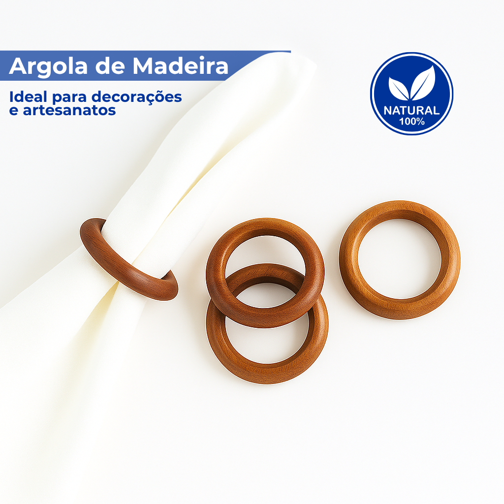 Argolas De Madeira Para Decoração Artesanato Porta Guardanapo - 10 e 20 ...