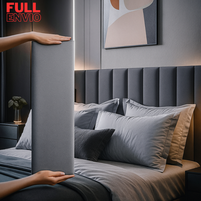 Cabeceira de Cama Casal Conjunto 7 Peças Estofada 1,40x45-cm - Instalação Fácil