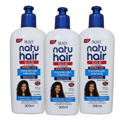 Kit c/03 Creme de Pentear Manutenção Intensiva SOS 300ml - Natuhair