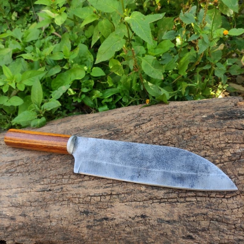 faca santoku artesanal forjada cabo em madeira natural jacarandá modelo ...