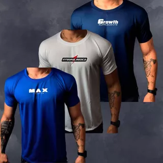 Kit 3 Camisa Camiseta MIX Masculina para Esporte – Tecido DryFit Furadinho com Modelagem Slim