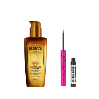 Kit Óleo Extraordinário Elseve 100ml + Delineador Maybelline Tattoo Liner em Oferta na Shopee