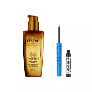 Kit Óleo Extraordinário Elseve 100ml + Delineador Maybelline Tattoo Liner em Oferta na Shopee