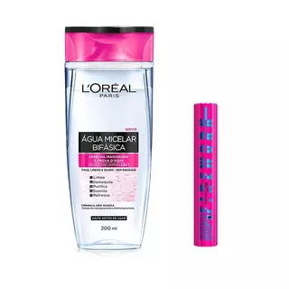 Kit Lash Sensational Firework Maybelline À Prova D'água + Água Micelar Bifásica Limpeza em Oferta na Shopee