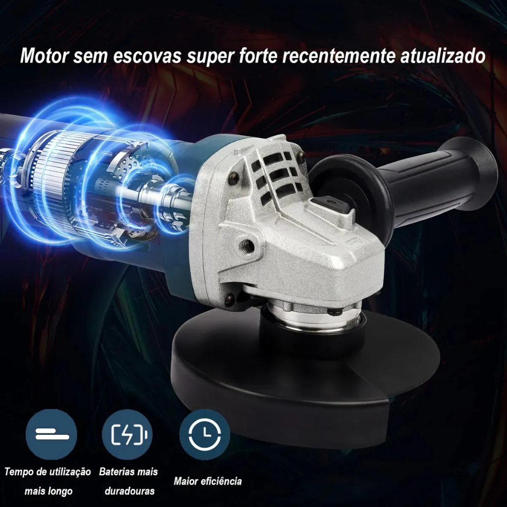 Esmerilhadeira sem fio politriz Lixadeira Angular Baterias 48V