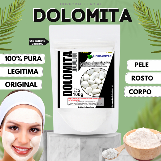 Dolomita pó Pura 100%Natural Puro Original 100g Legitima Mascara para ...