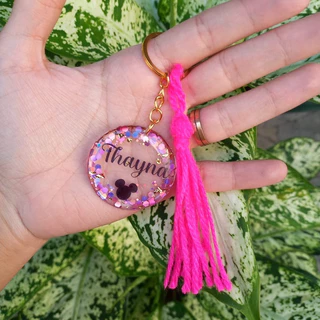 Chaveiro Resina Personalizado com Nome Glitter Fundo Transparente em Oferta na Shopee